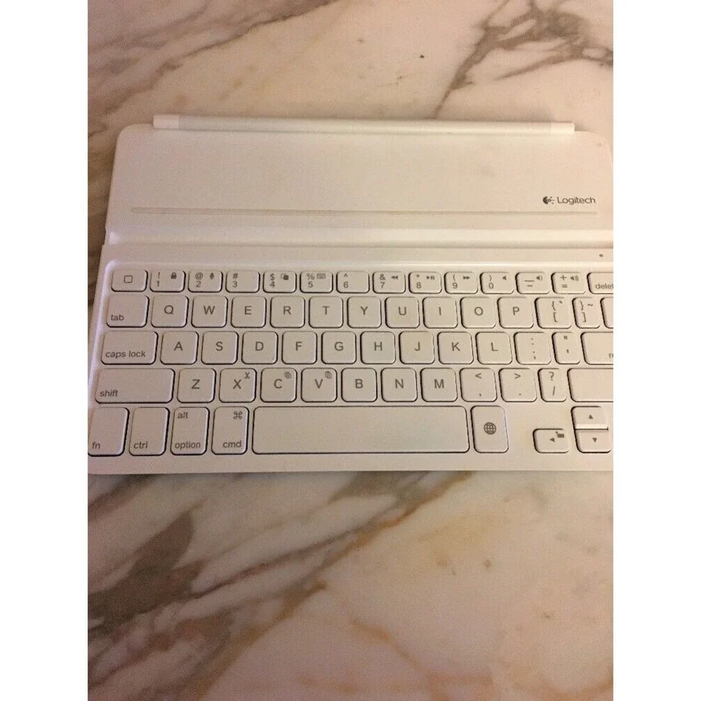 Logitech White Bluetooth Keyboard With Stand - Compact & Portable Design